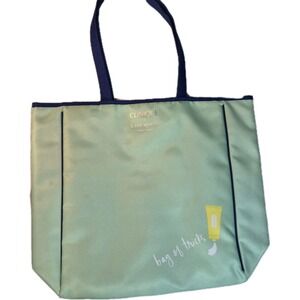 Clinique x Kate Spade "Bag Of Tricks" Shopping Travel Tote Large Green Bag *SEE*